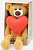 Мягкая игрушка Медведжонок Ермак коричневый с красным сердцем 21см в коробке