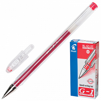 Ручка гелевая PILOT G-1 красная корпус прозрачный 0,5 мм BL-G1-5T