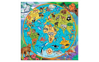 Пазл фигурный Карта мира Животные 80 деталей