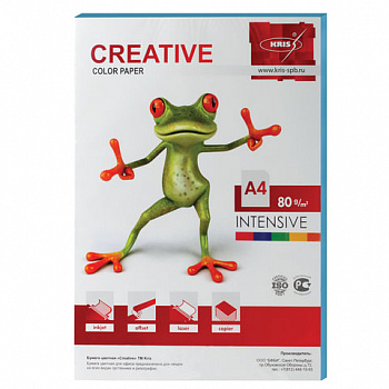 Бумага CREATIVE color А4 80г 100л интенсив голубая  