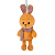 Мягкая игрушка Кролик Рыжий с цветными ушками 13см