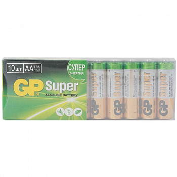 Батарейки GP Super AA/LR6/15A алкалиновые 10 шт/уп GP15-ZCRB10