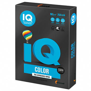 Бумага цветная IQ color А4 160г 250л интенсив черная В100