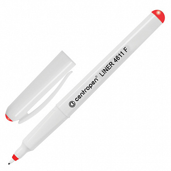 Ручка капиллярная CENTROPEN трехгранная корпус белый 0,3 мм красная