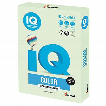 Бумага цветная IQ COLOR А3 80г GN27-светло-зеленый 500л